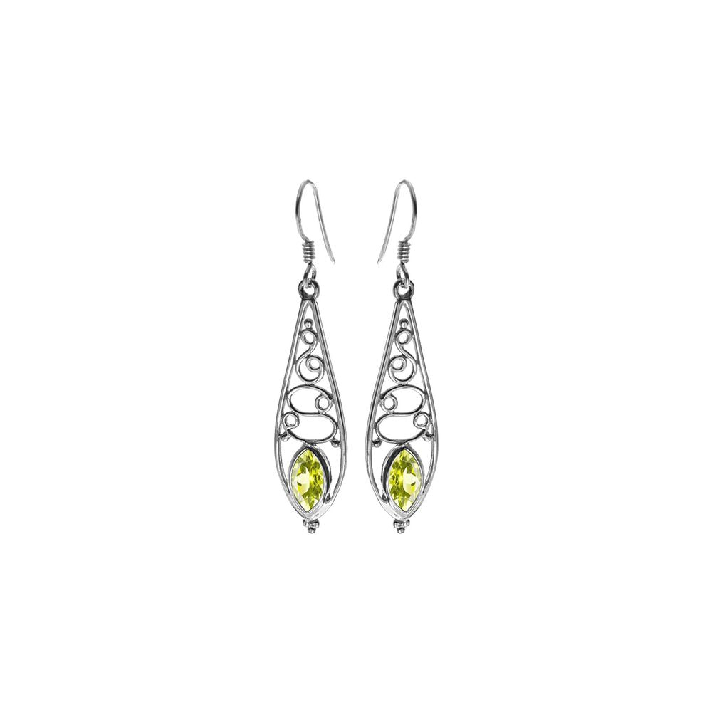 Ivy swirl ellipse peridot earrings