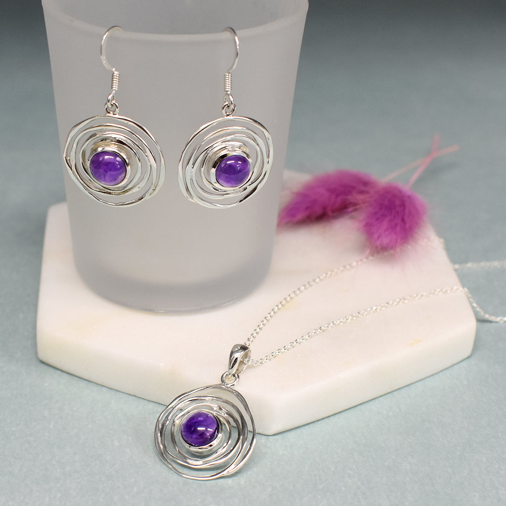 Lexi small spider web amethyst pendant