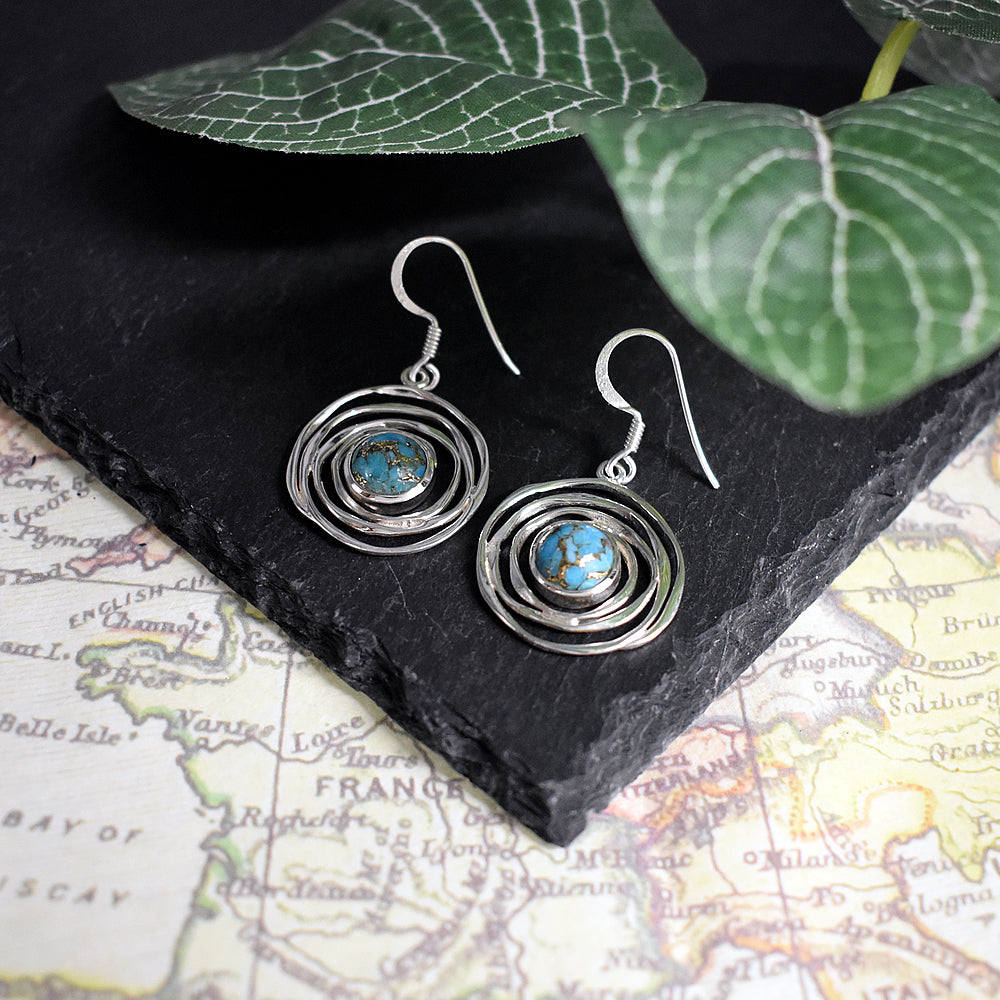 Lexi spider web blue mohave turquoise earrings