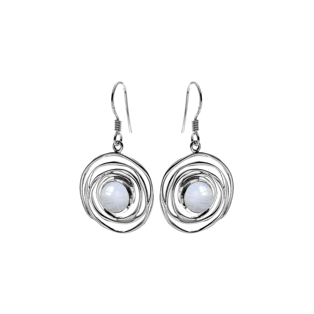 Lexi spider web effect rainbow moonstone earrings