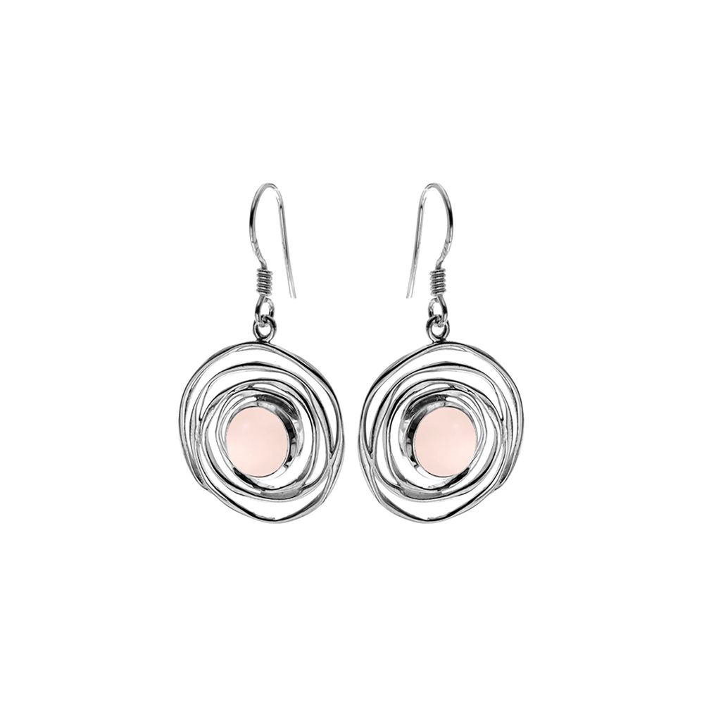 Lexi spider web effect rose quartz earrings