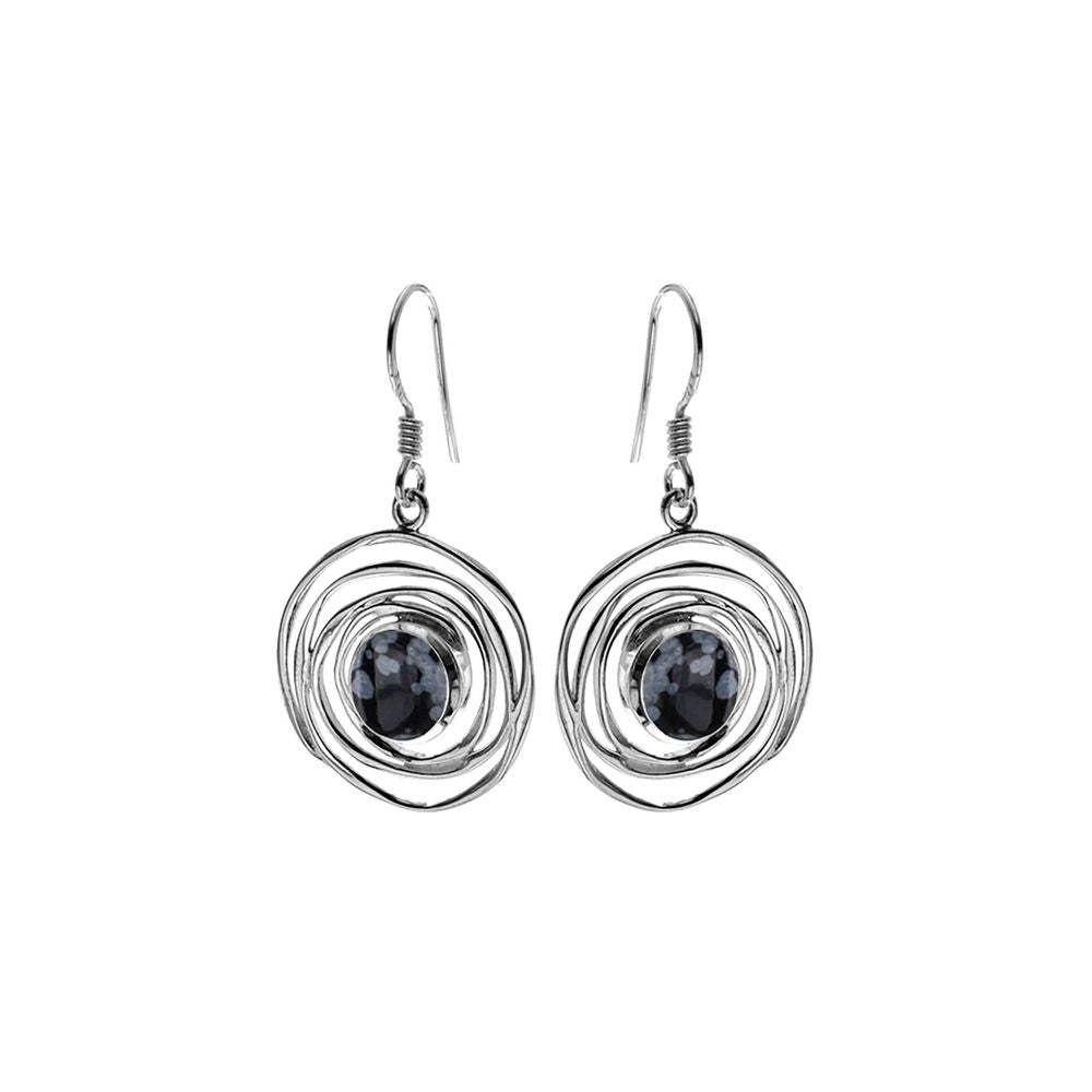 Lexi spider web snowflake obsidian earrings