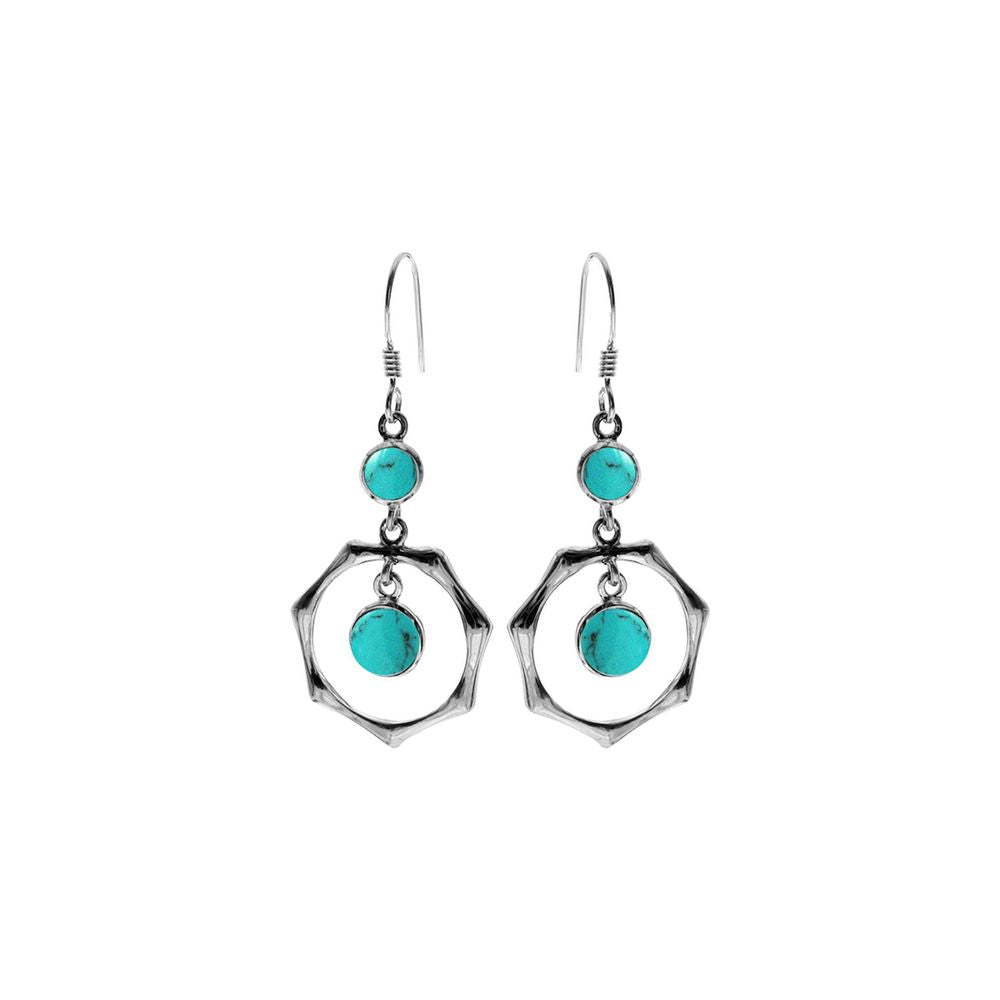 Viola hexagon framed turquoise earrings