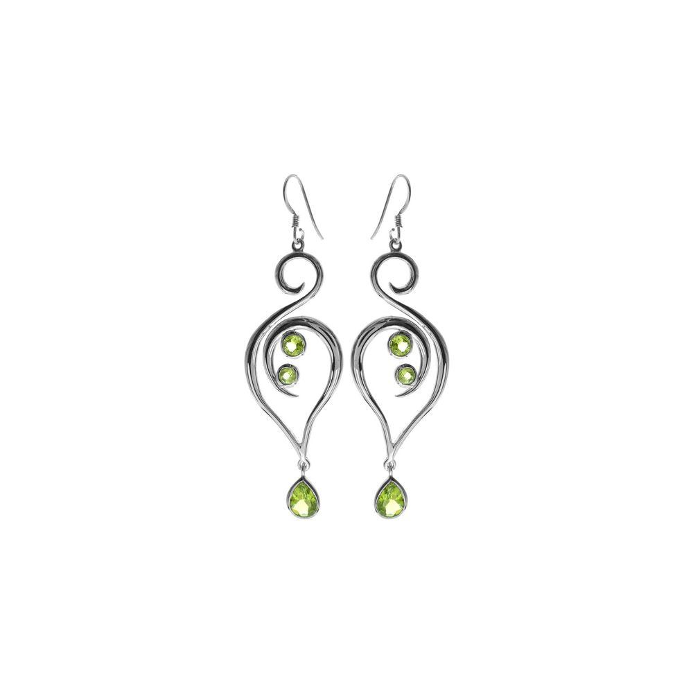 Viola peridot facet large swirl earrings