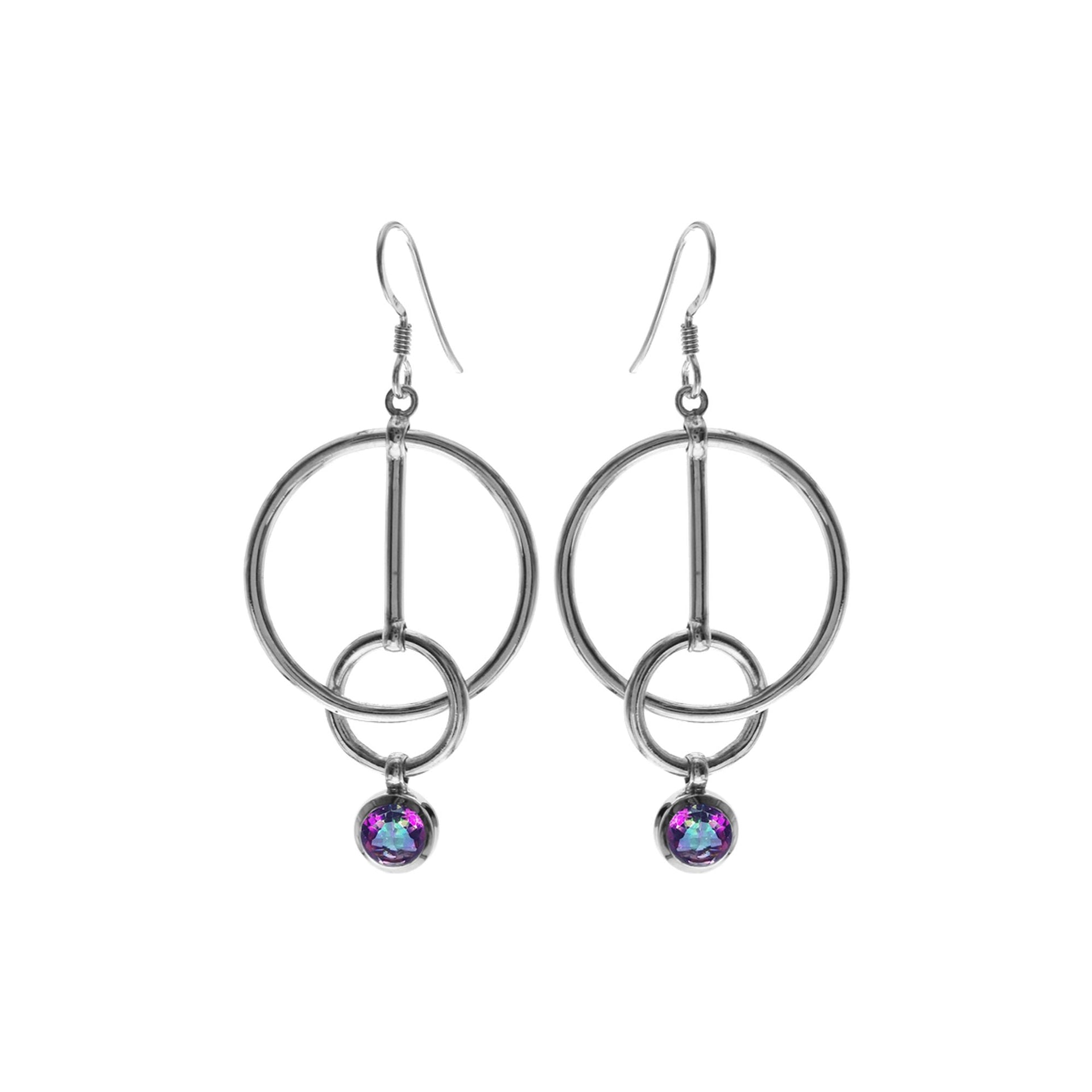 Pendulum with hoop & mystic topaz earrings
