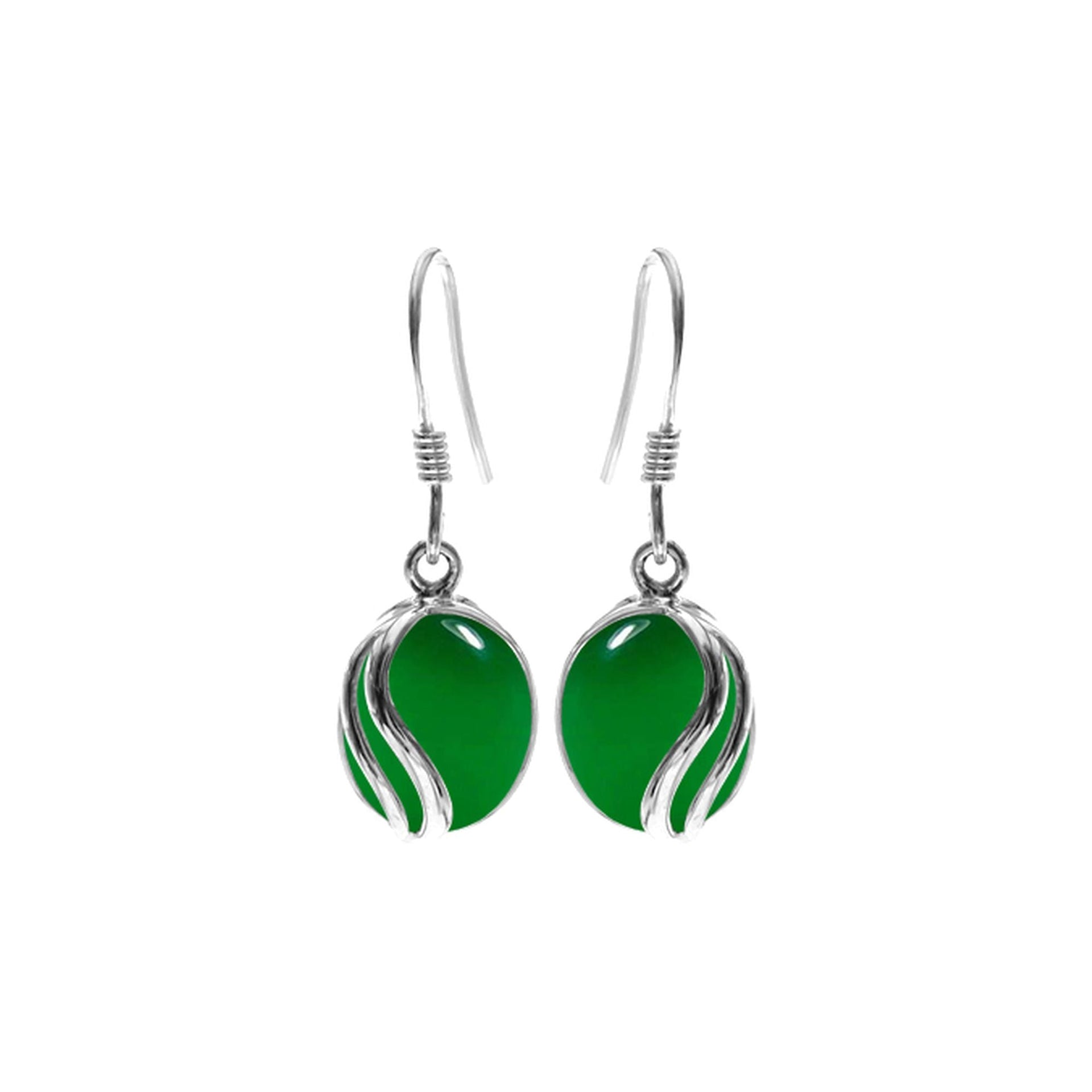 Lola green agate earrings with stripe overlay
