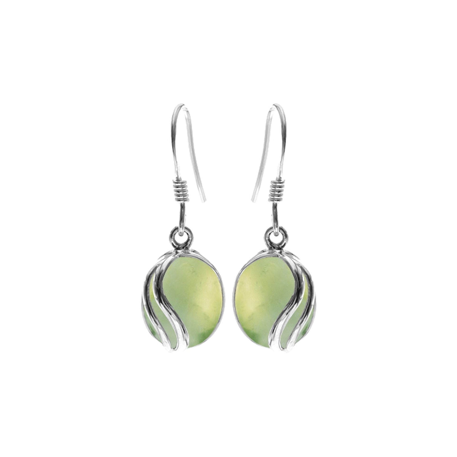 Lola prehnite earrings with stripe overlay