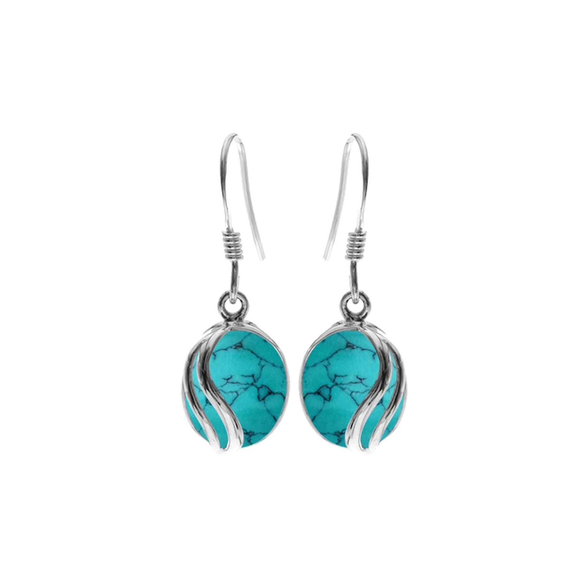 Lola turquoise earrings with stripe overlay