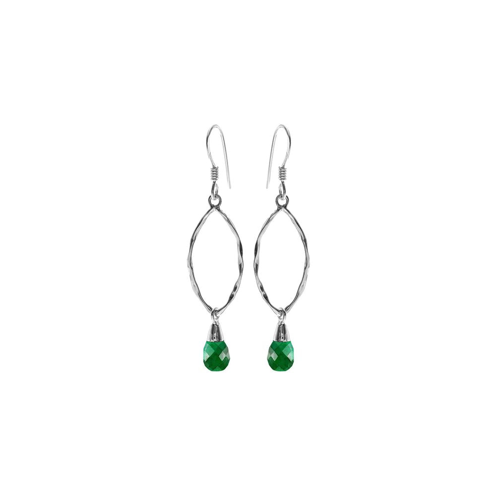 Viola briolette emerald quartz hammered marquis earrings