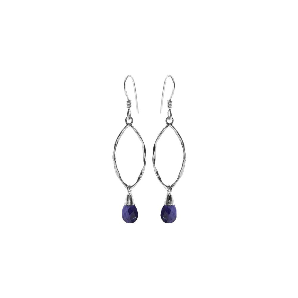 Viola briolette sapphire quartz hammered marquis earrings