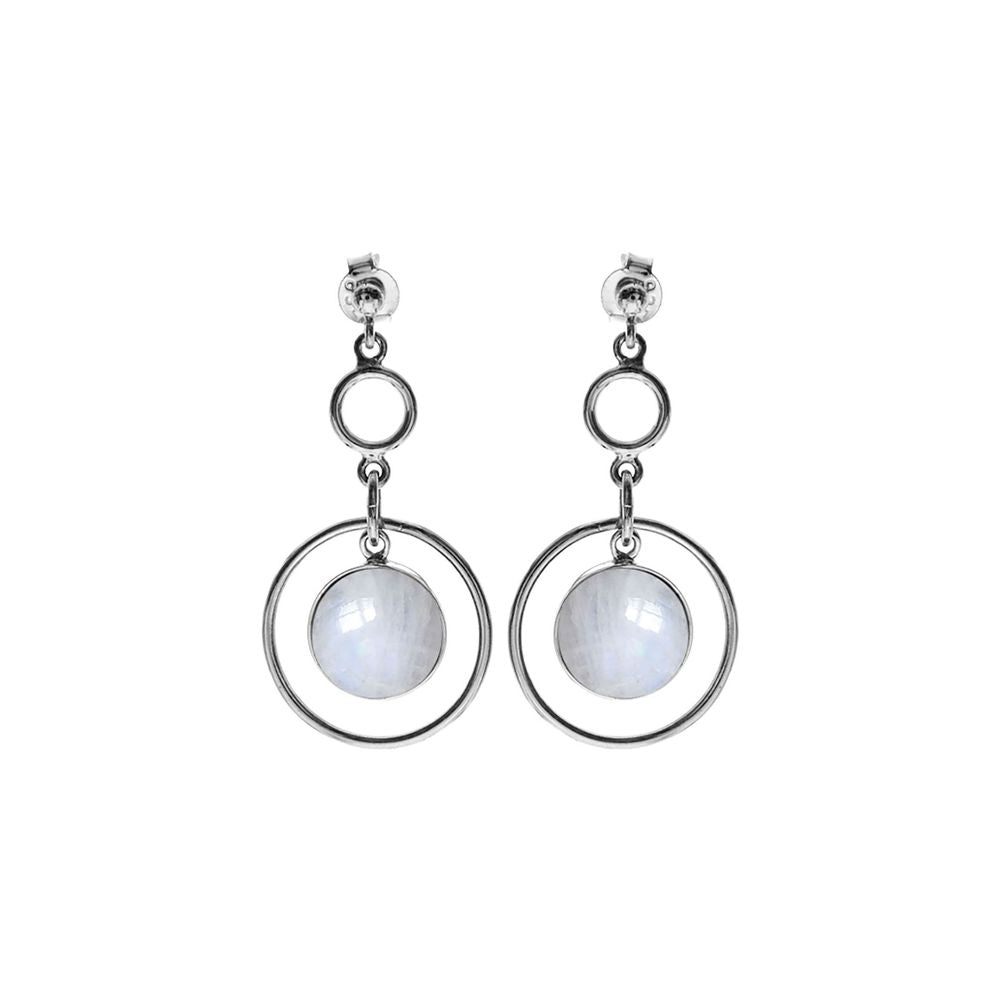 Viola hoop rainbow moonstone earrings