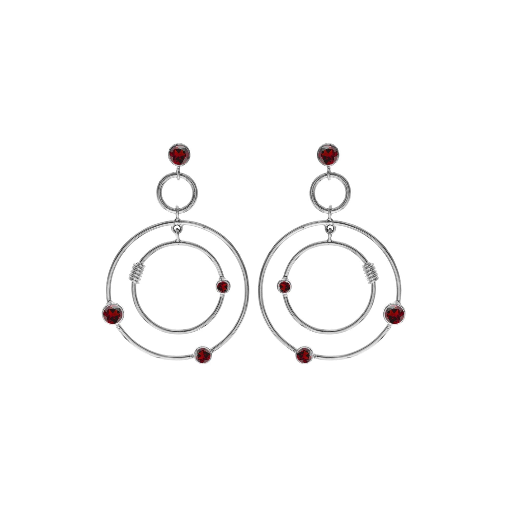 Faceted garnet hoop orbit earrings