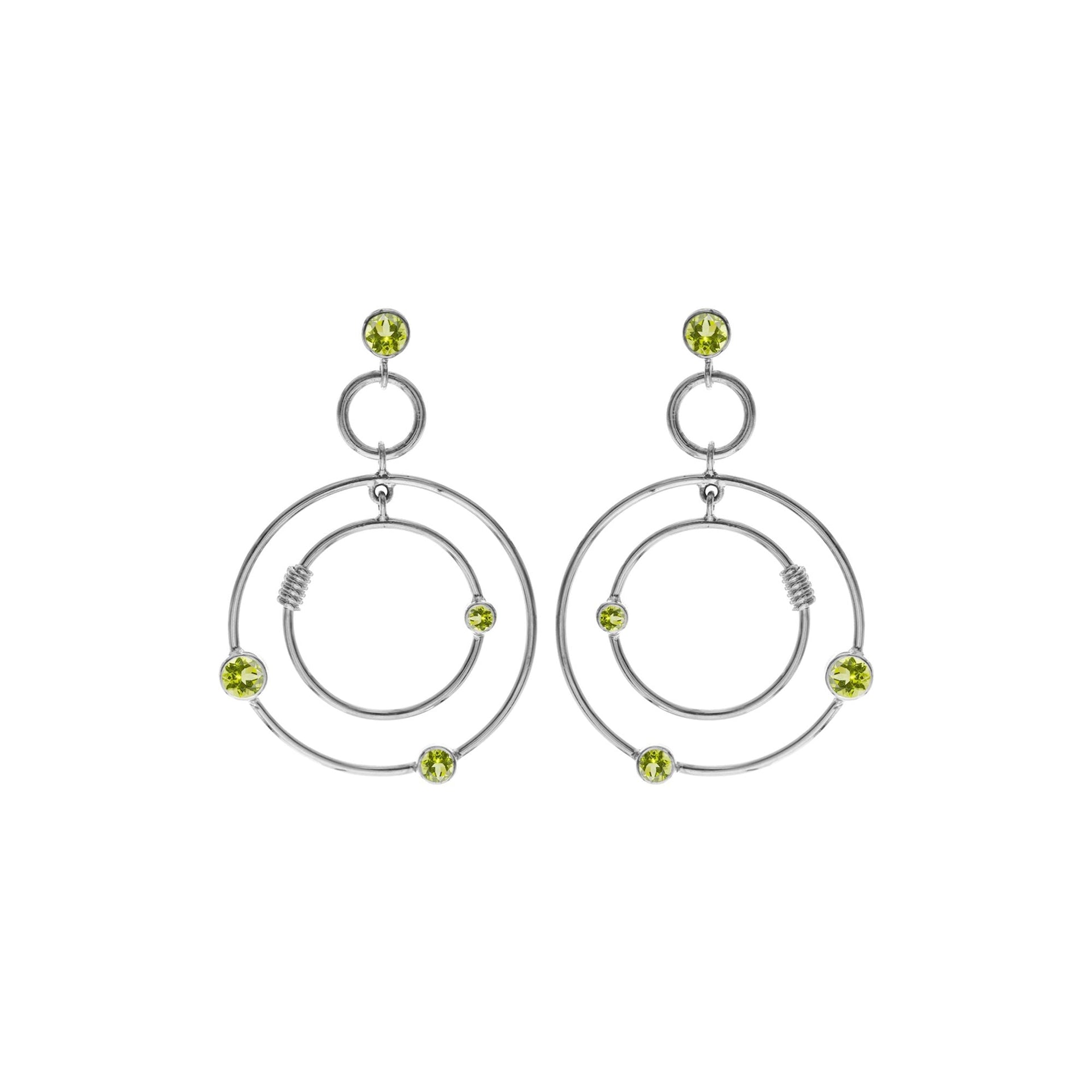 Faceted peridot hoop orbit earrings