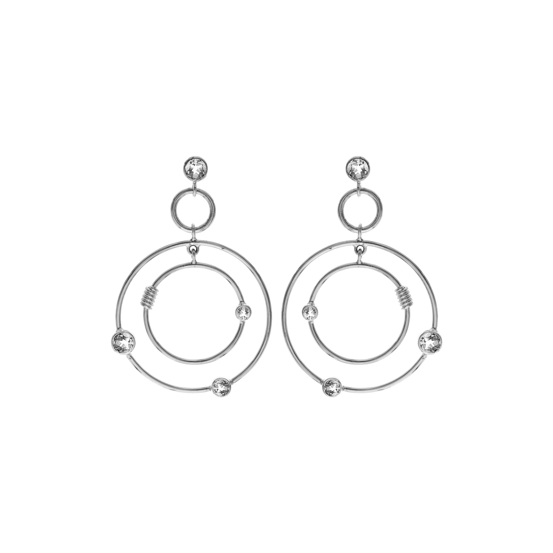 Faceted quartz hoop orbit earrings