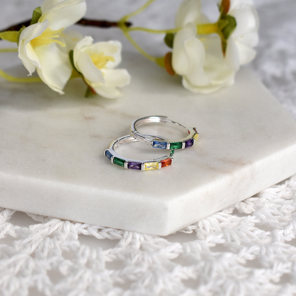 Heidi baguette rainbow CZ hoops