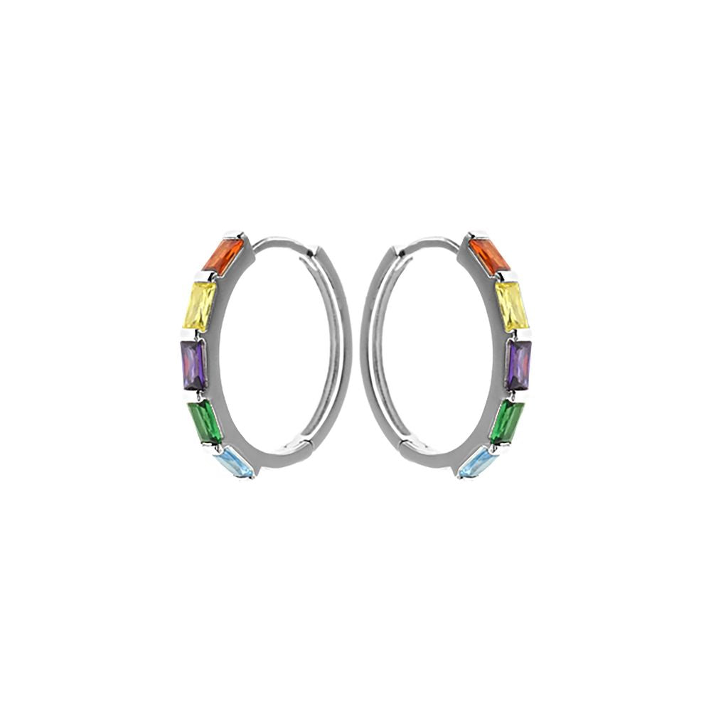 Heidi baguette rainbow CZ hoops