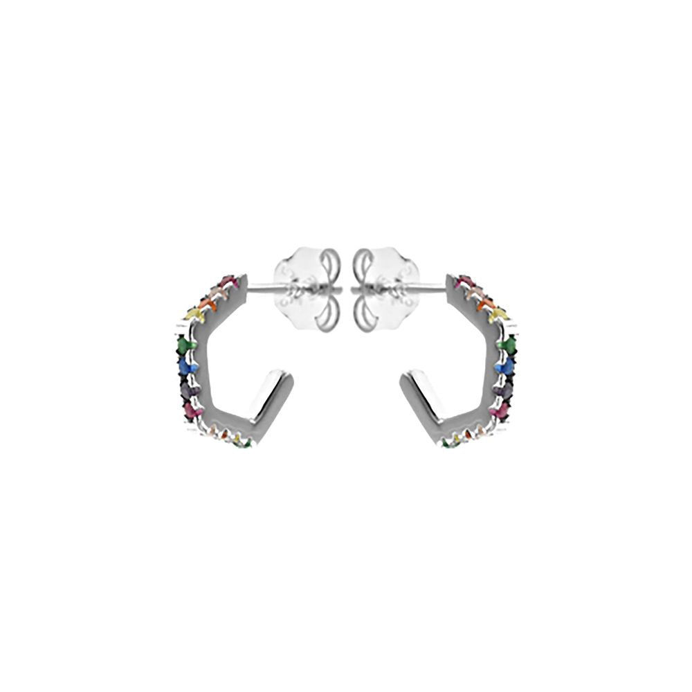 Callista rainbow CZ hexagon hoops