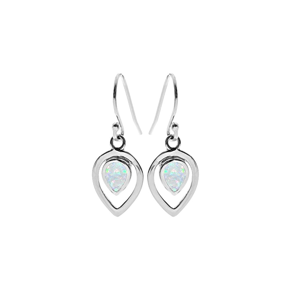 Antoinette teardrop framed white opalique earrings