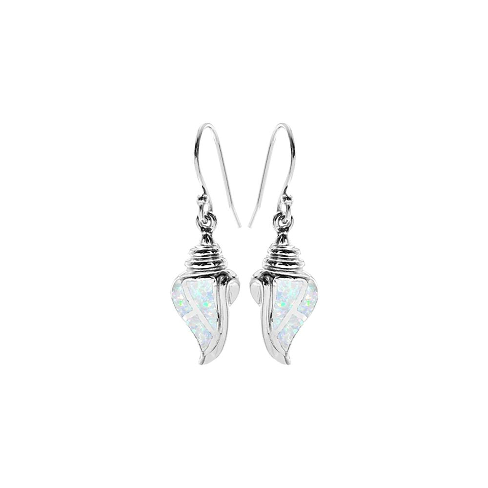 Ana white opal tulip shell earrings
