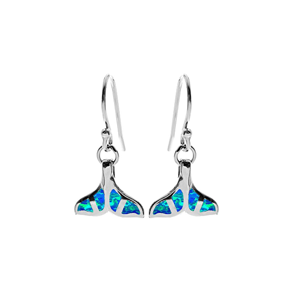 Ana blue opal whale tail earrings