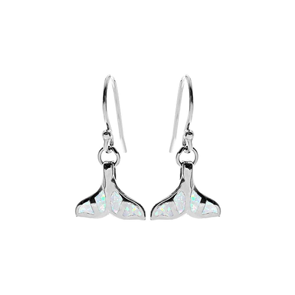 Ana white opal whale tail earrings