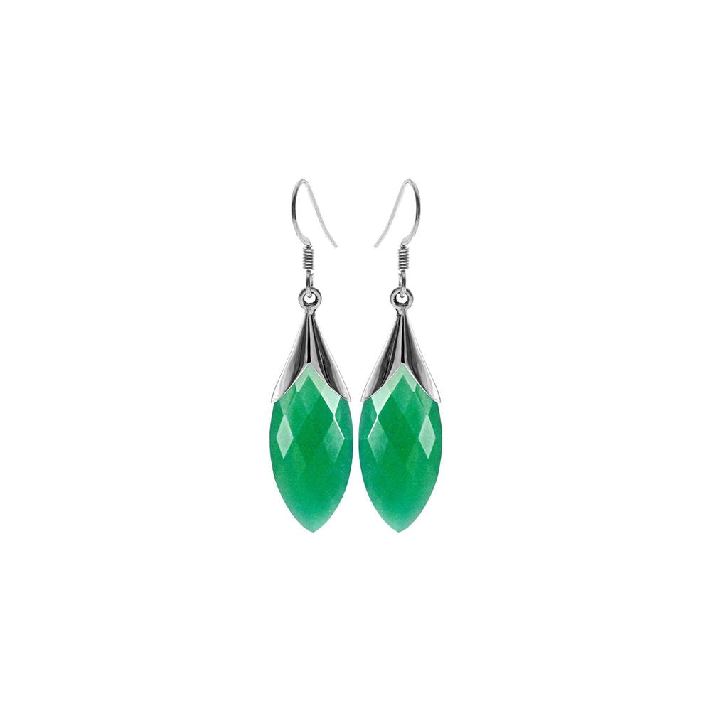 Viola marquis chequer-cut green agate earrings