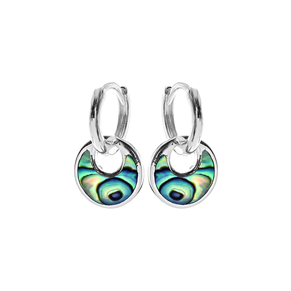 Bronwen moon shaped paua shell hoops