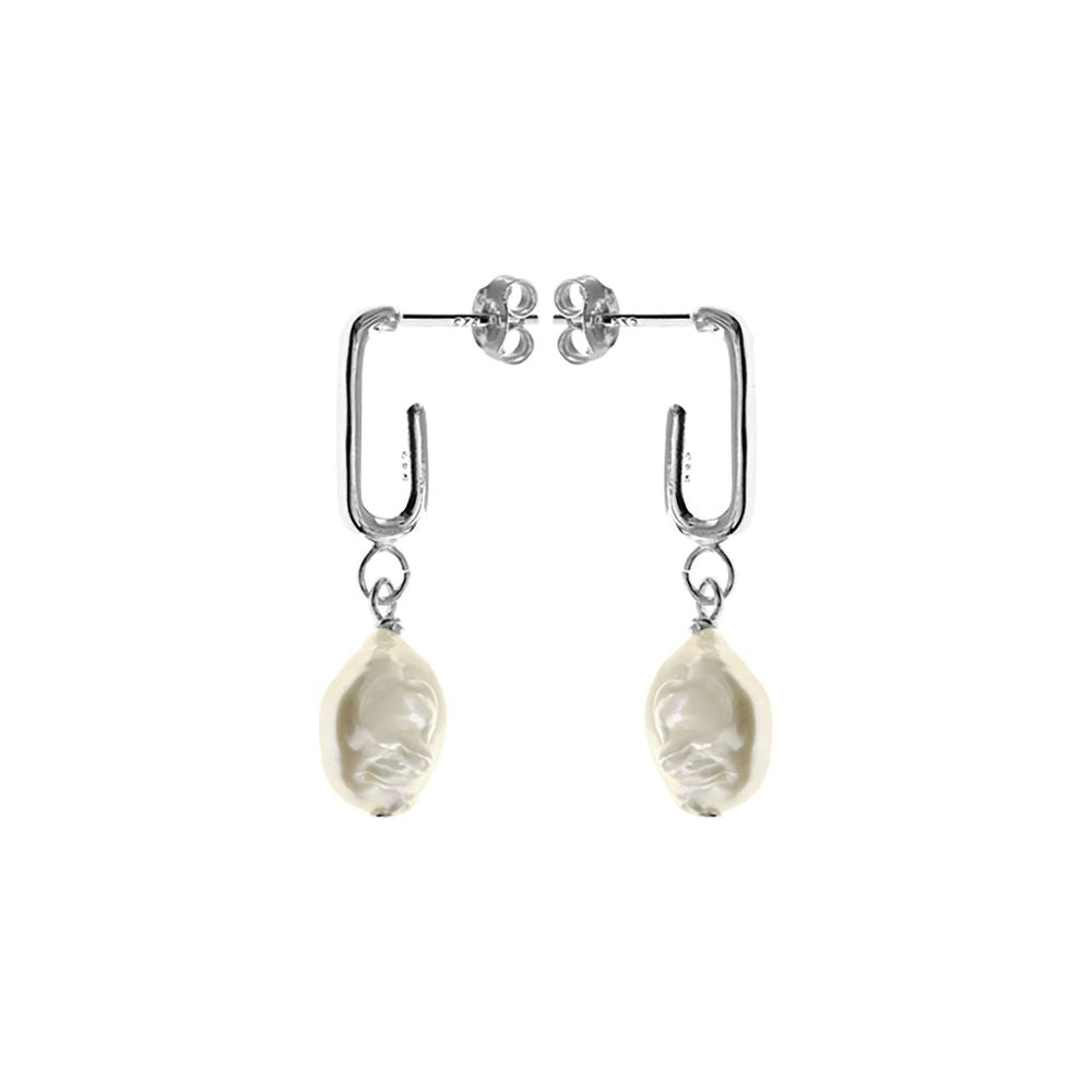 Blythe stud topped huggie earrings with coin pearl