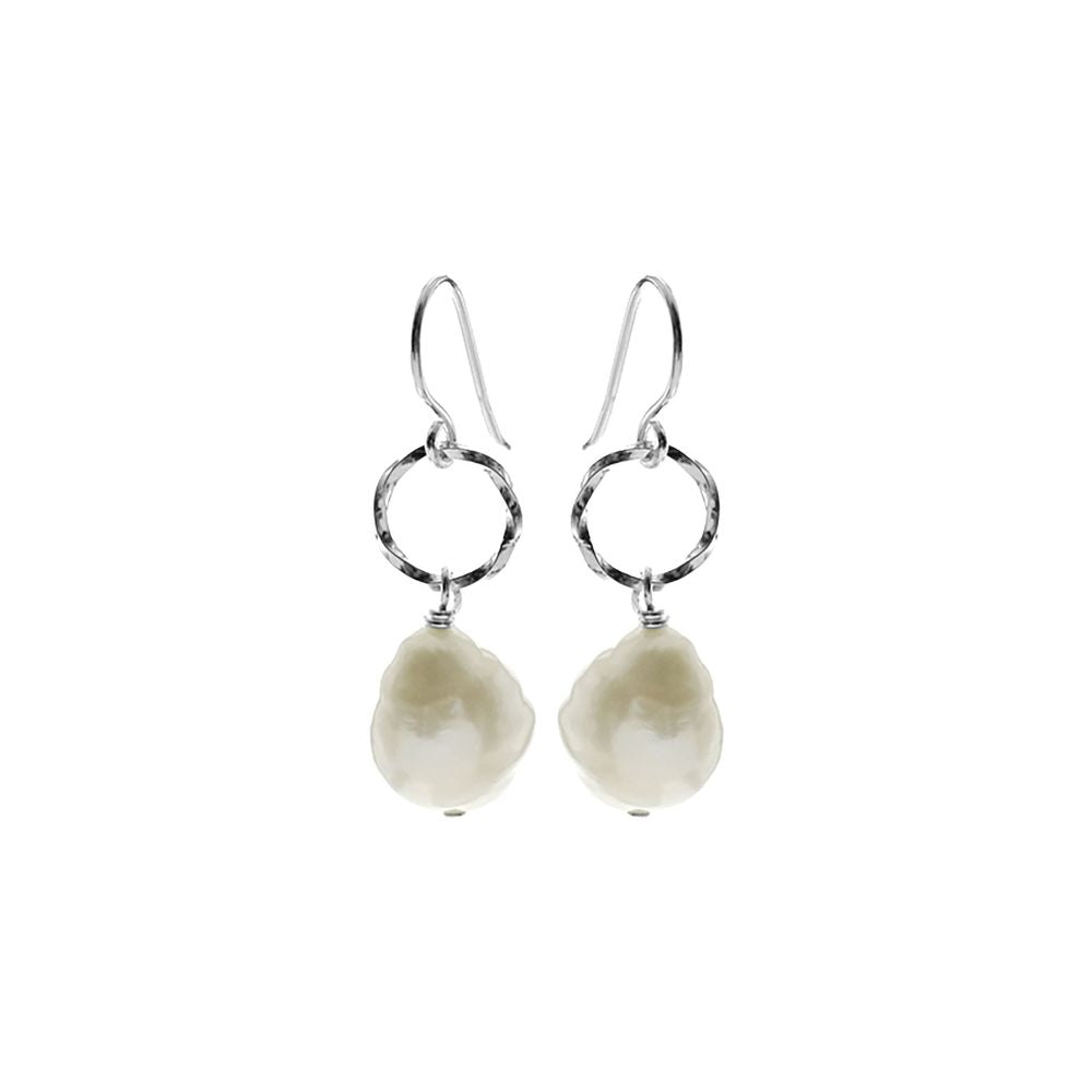 Astrid twisted circle pearl earrings