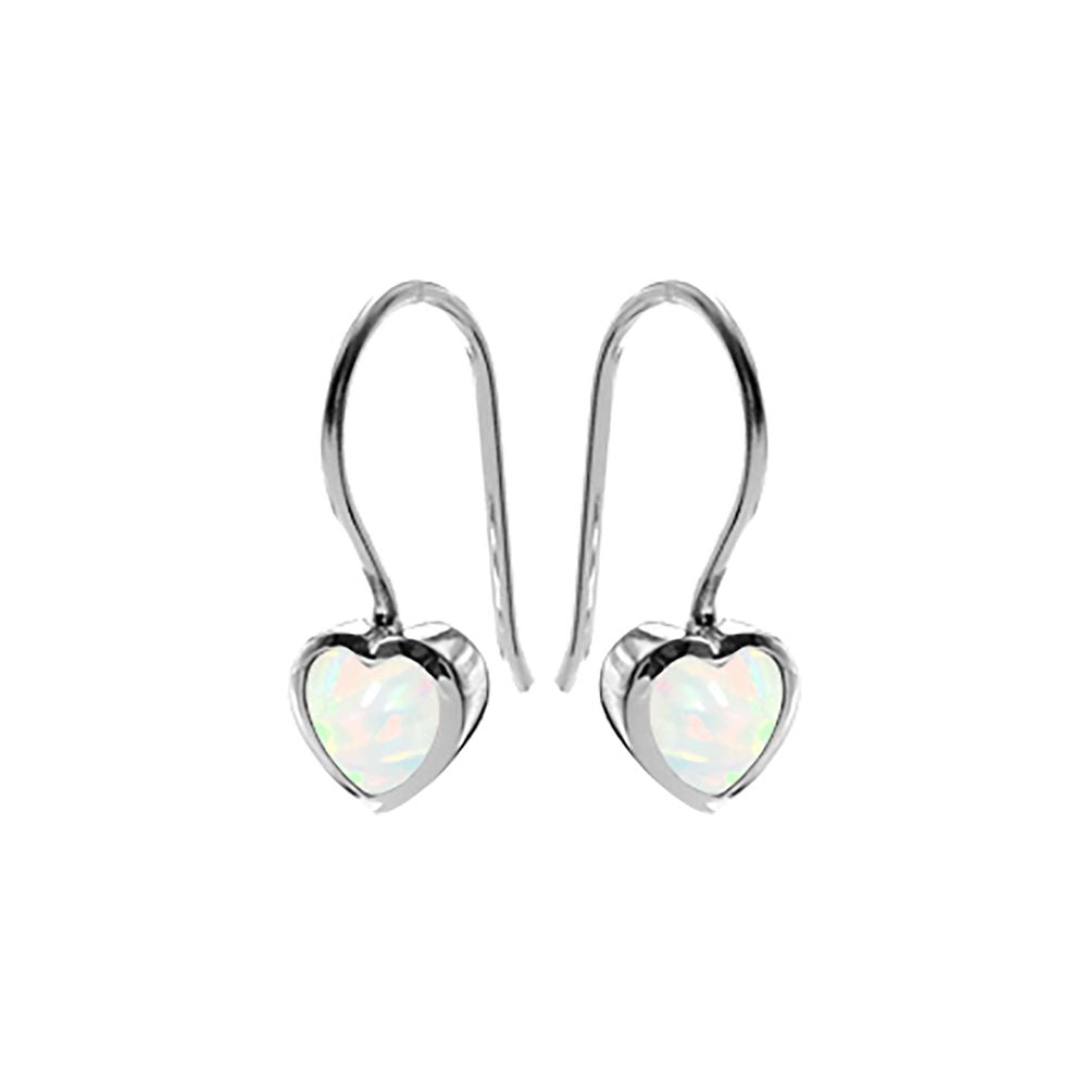 Angelica white opal fixed wire heart earrings