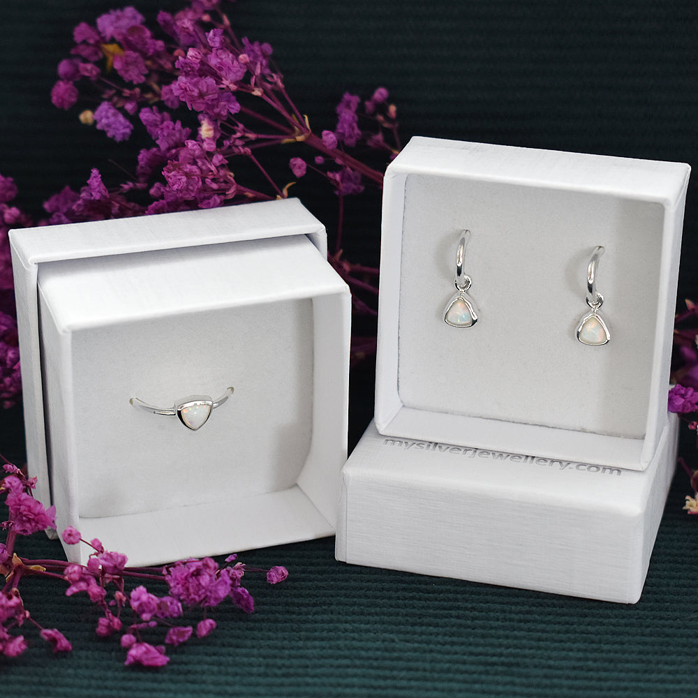 Angelica stud hoops trillion white opal