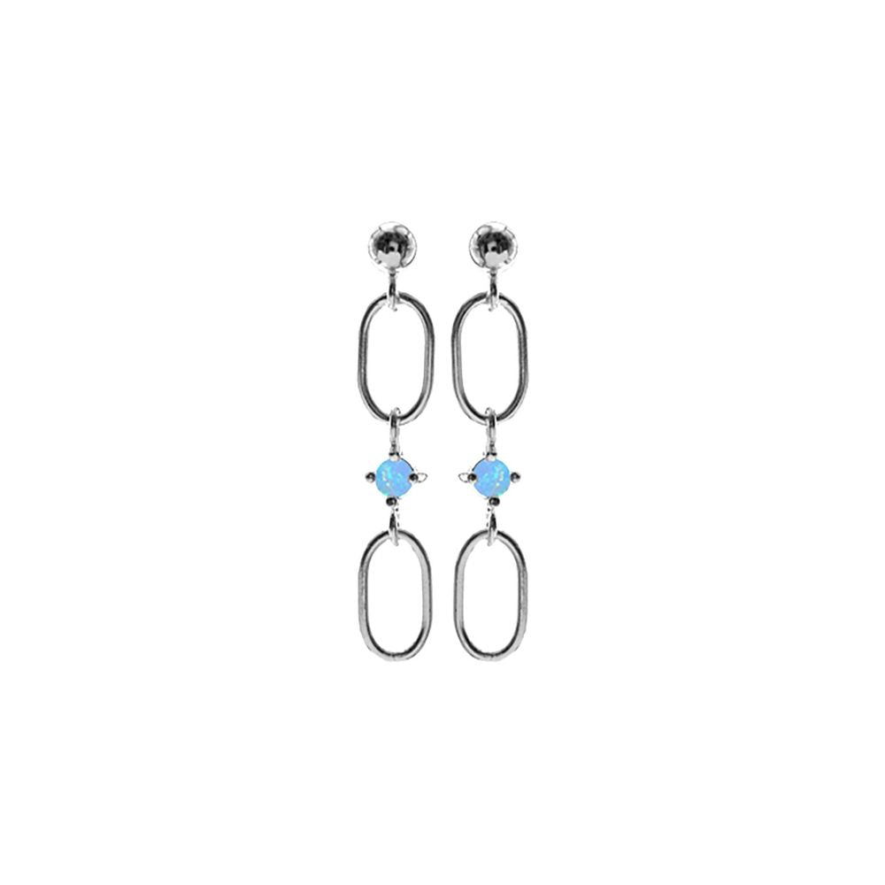 Bethan oval link chain studs blue opal