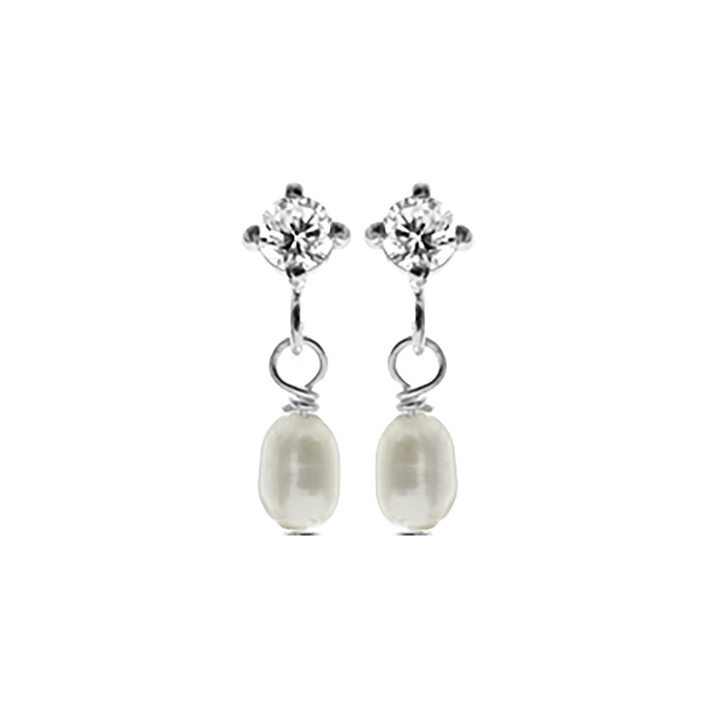 Rosa round CZ with pearl drop earrings
