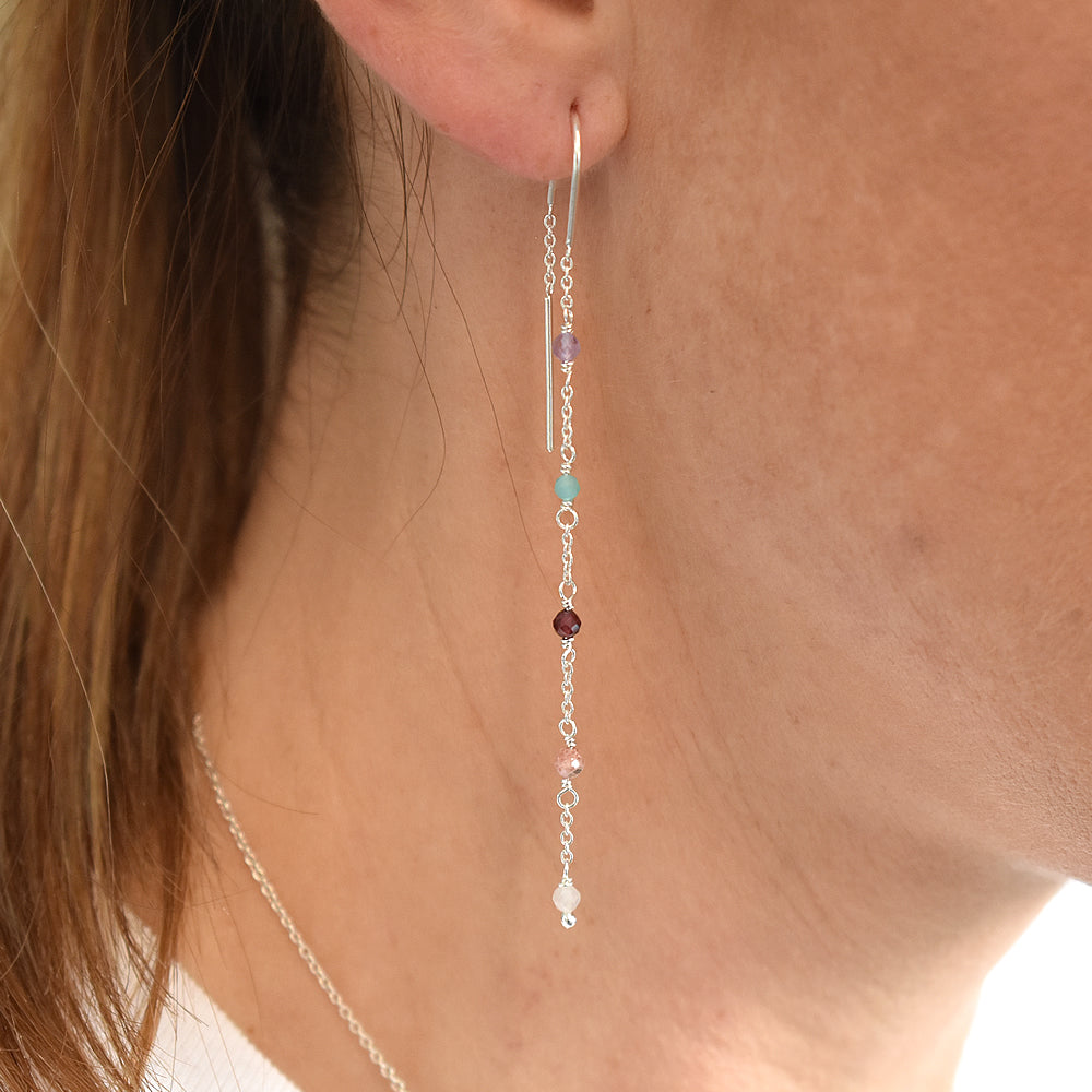 Avianna multi gemstone pull through earrings
