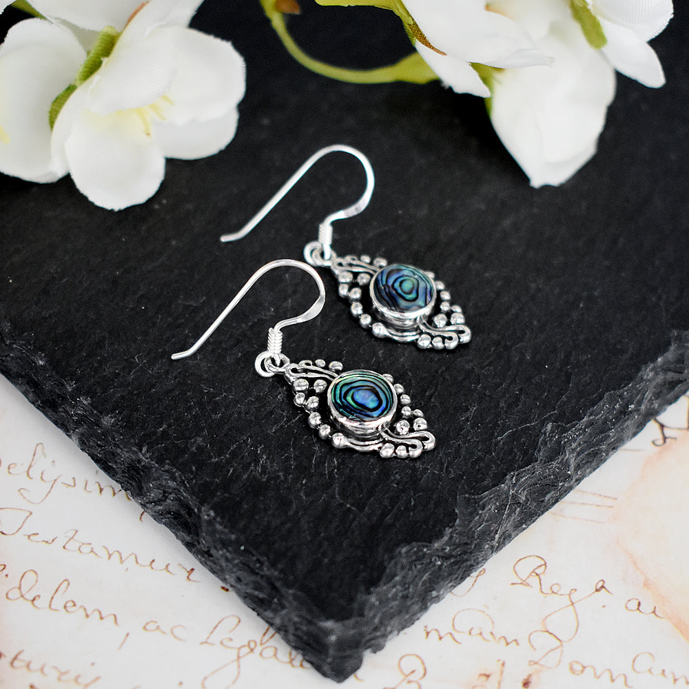 Zora vintage style paua shell earrings