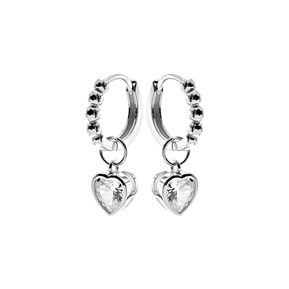 Carrie ball bobble with CZ heart charm huggies