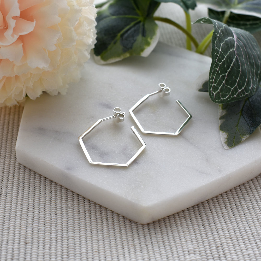 Bria hexagon stud topped hoops