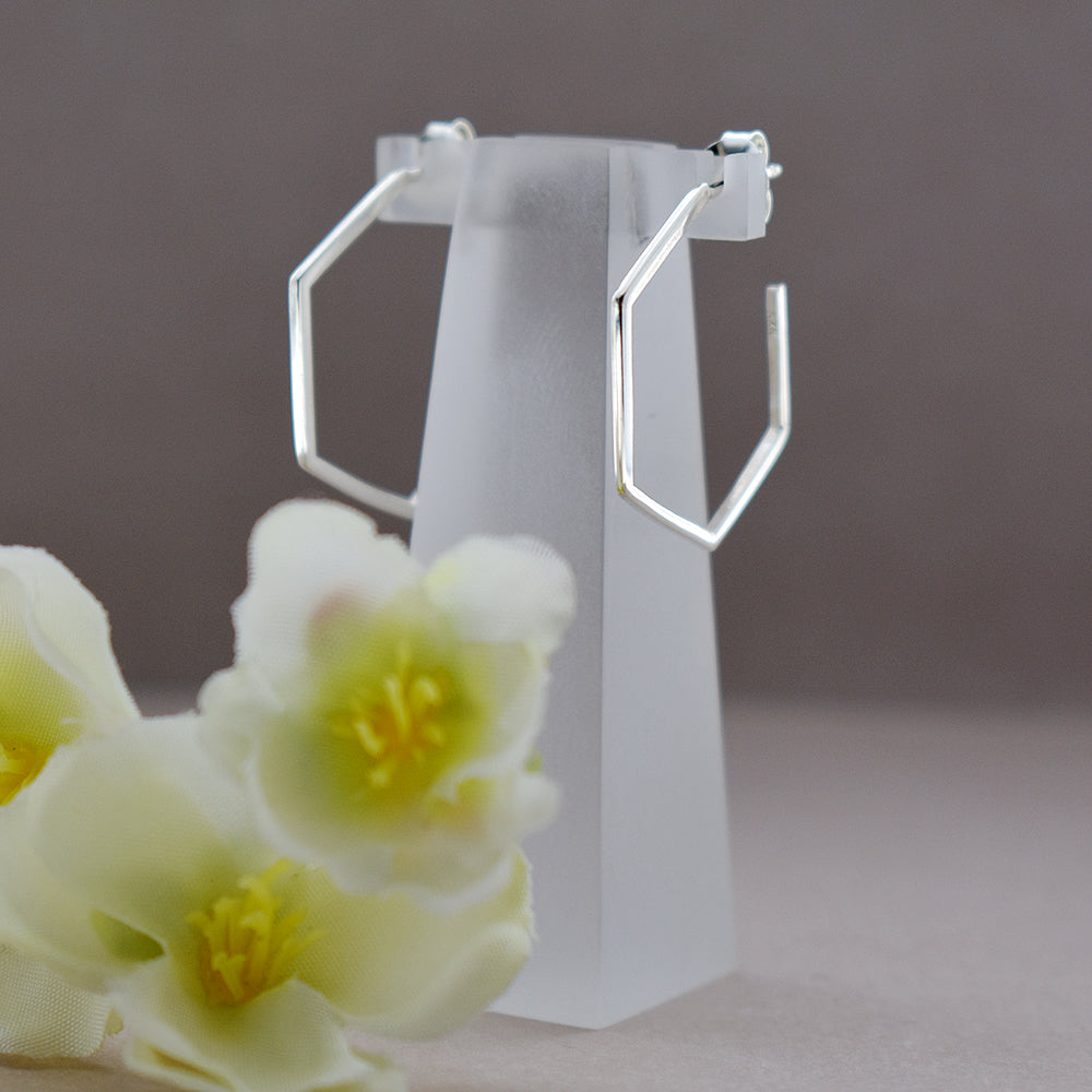 Bria hexagon stud topped hoops