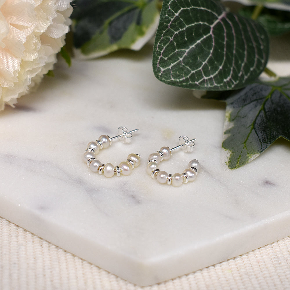 Martha freshwater pearl hoops