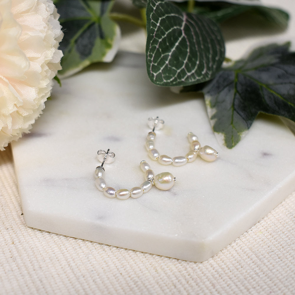 Martha freshwater pearl hoops with drop