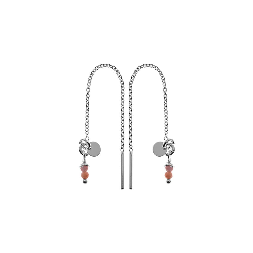 Sophia pull-through pink tourmaline earrings