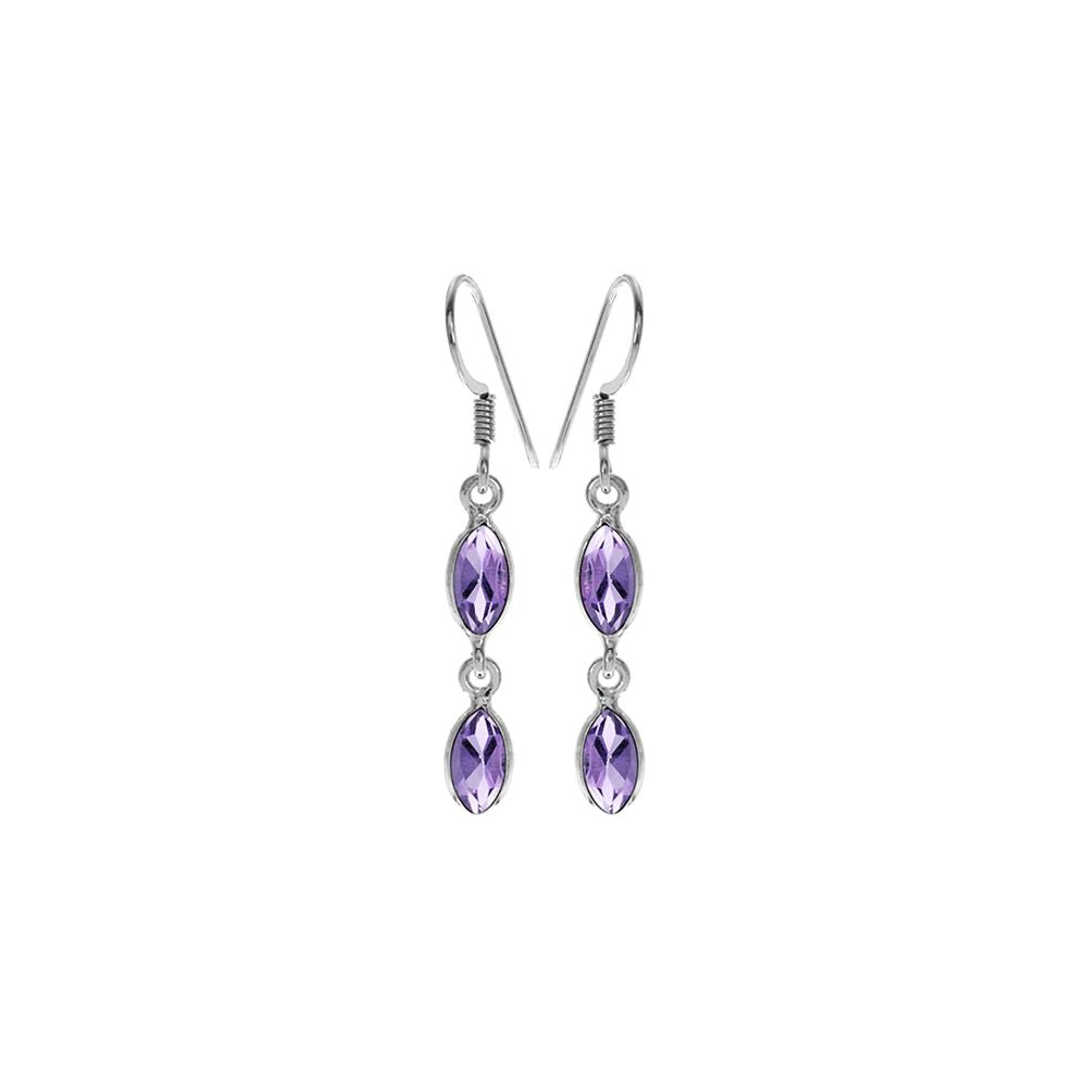 Bridget double marquis faceted amethyst earrings