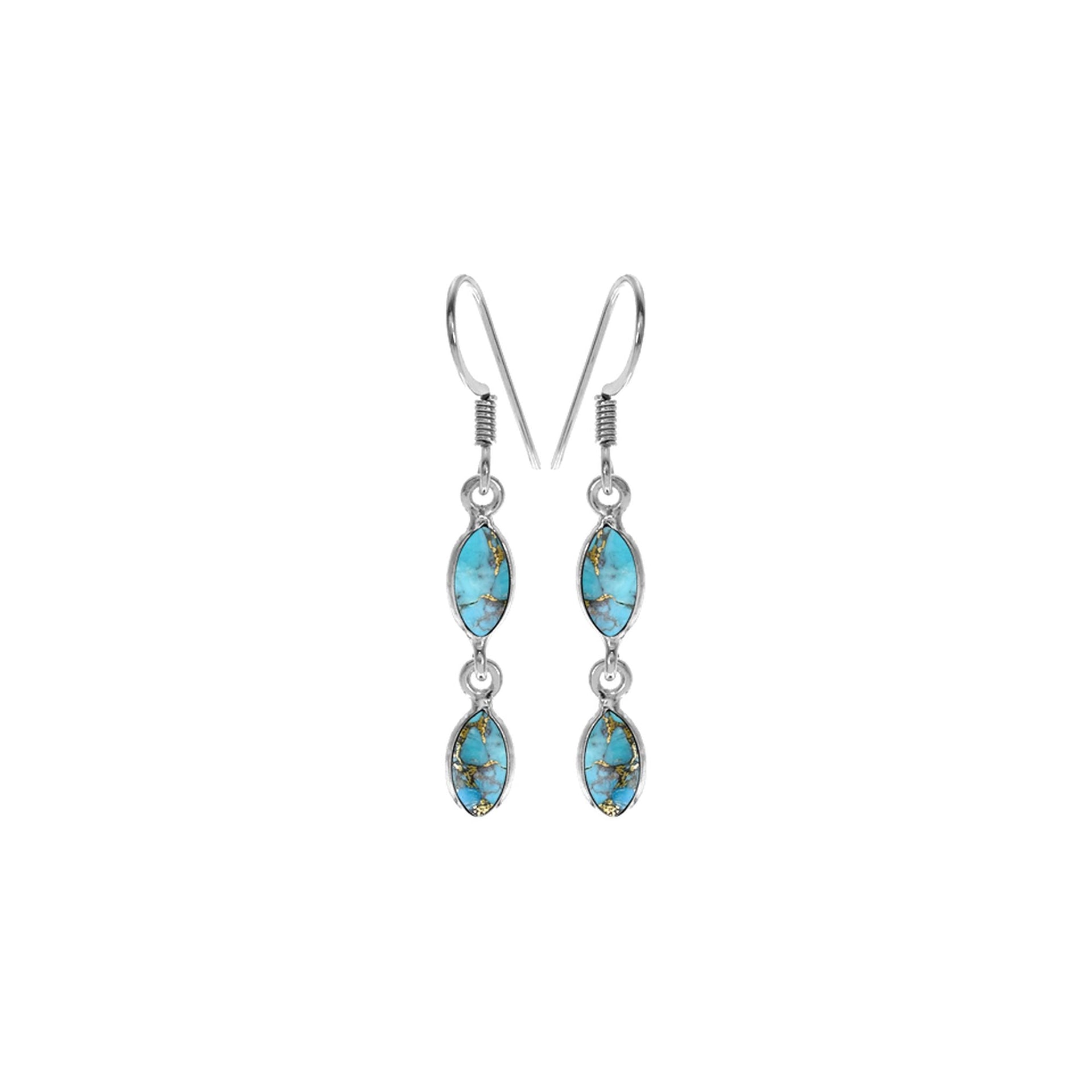Bridget double marquis blue mohave turquoise earrings