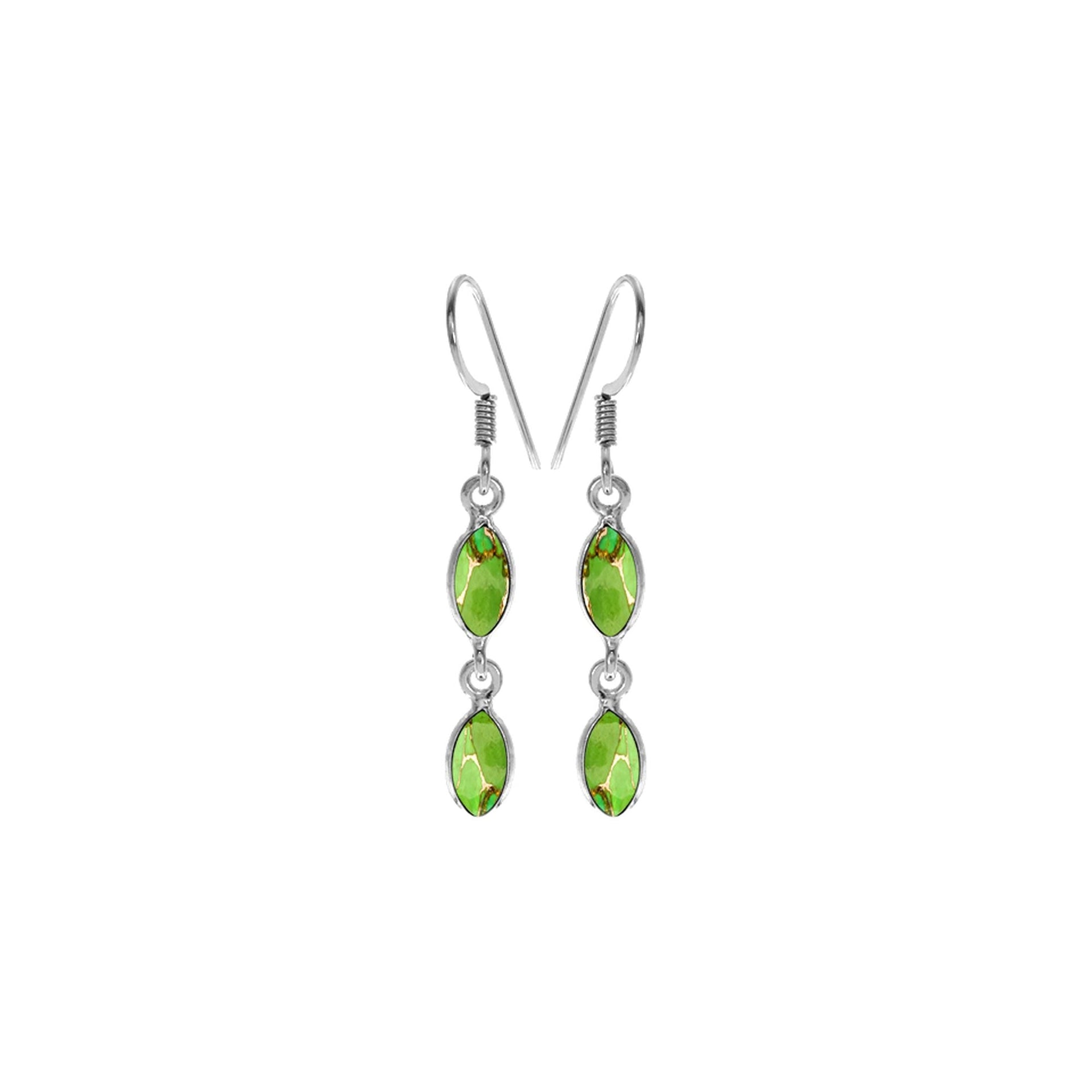 Bridget double marquis green mohave turquoise earrings