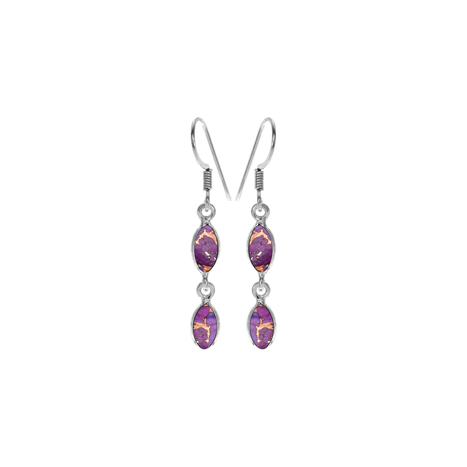 Bridget double marquis purple mohave turquoise earrings