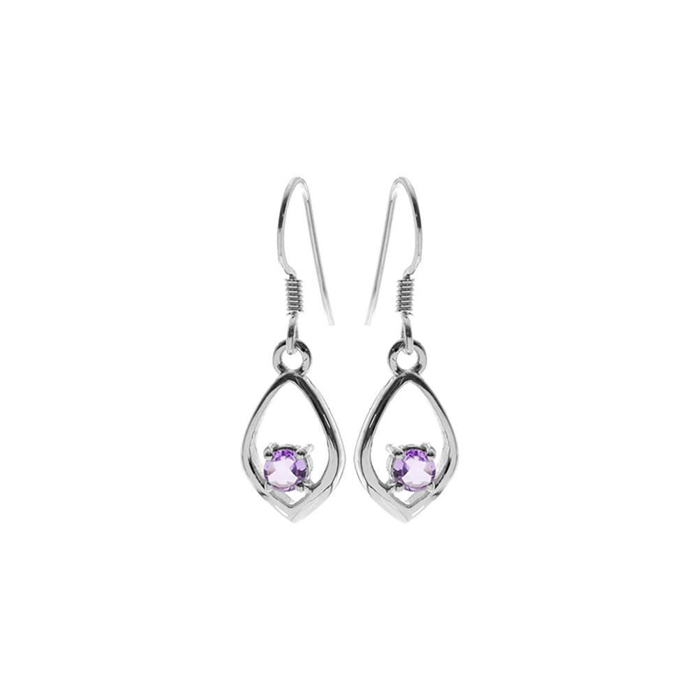 Kara faceted amethyst ellipse frame earrings