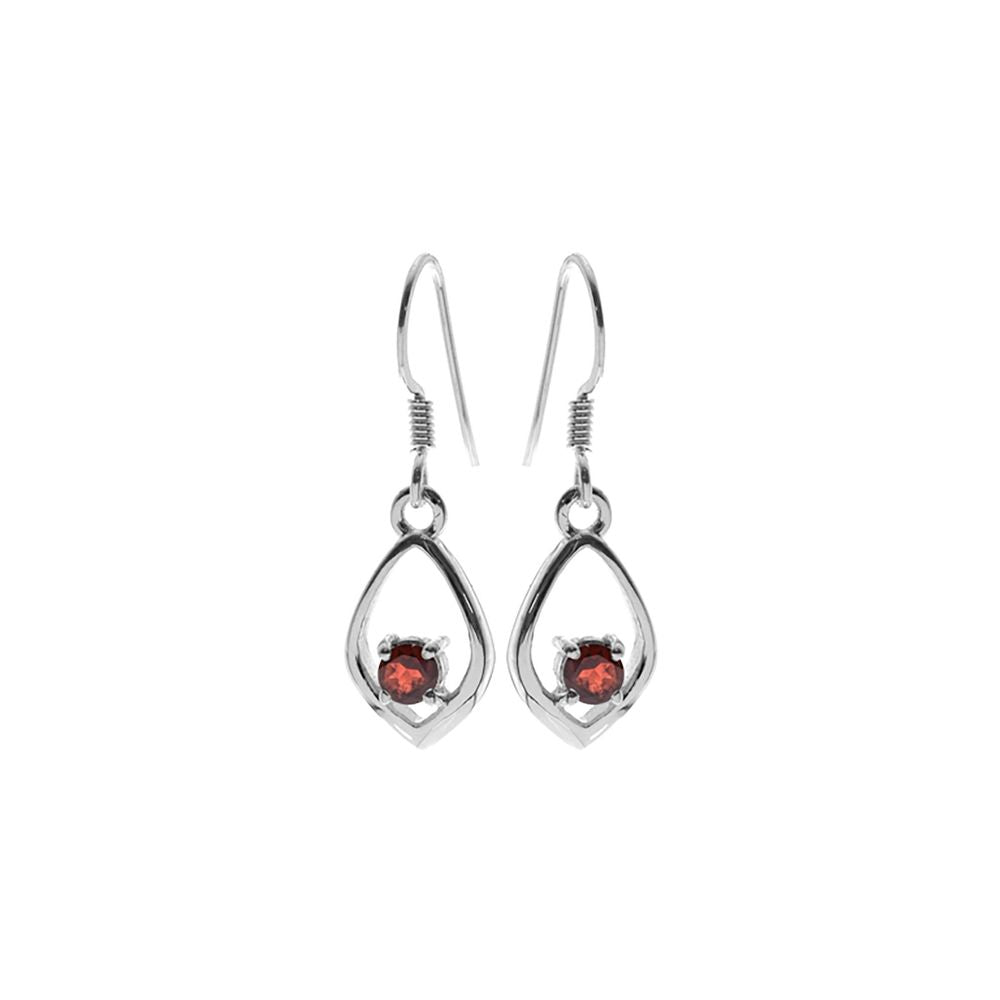 Kara faceted garnet ellipse frame earrings