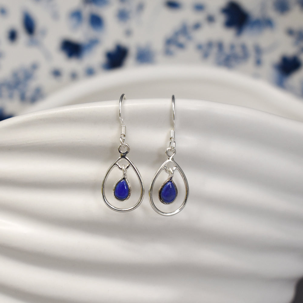 Ivy teardrop earrings with lapis lazuli charm