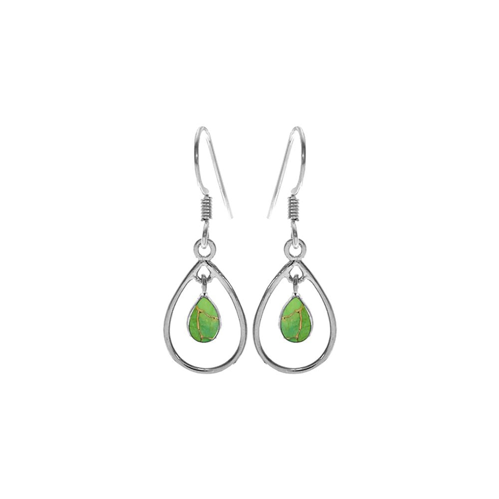 Ivy teardrop earrings with green mohave charm