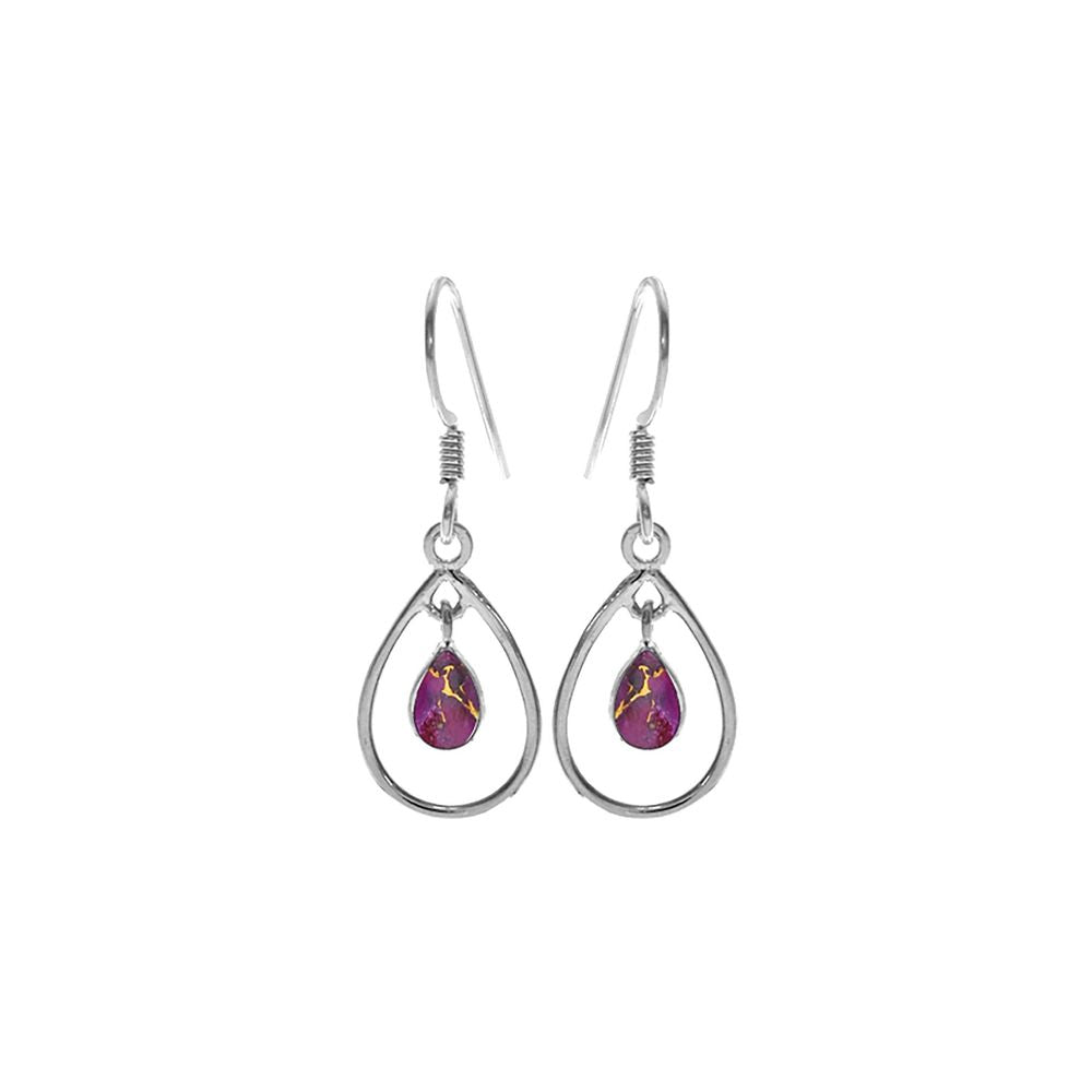 Ivy teardrop earrings with purple mohave charm